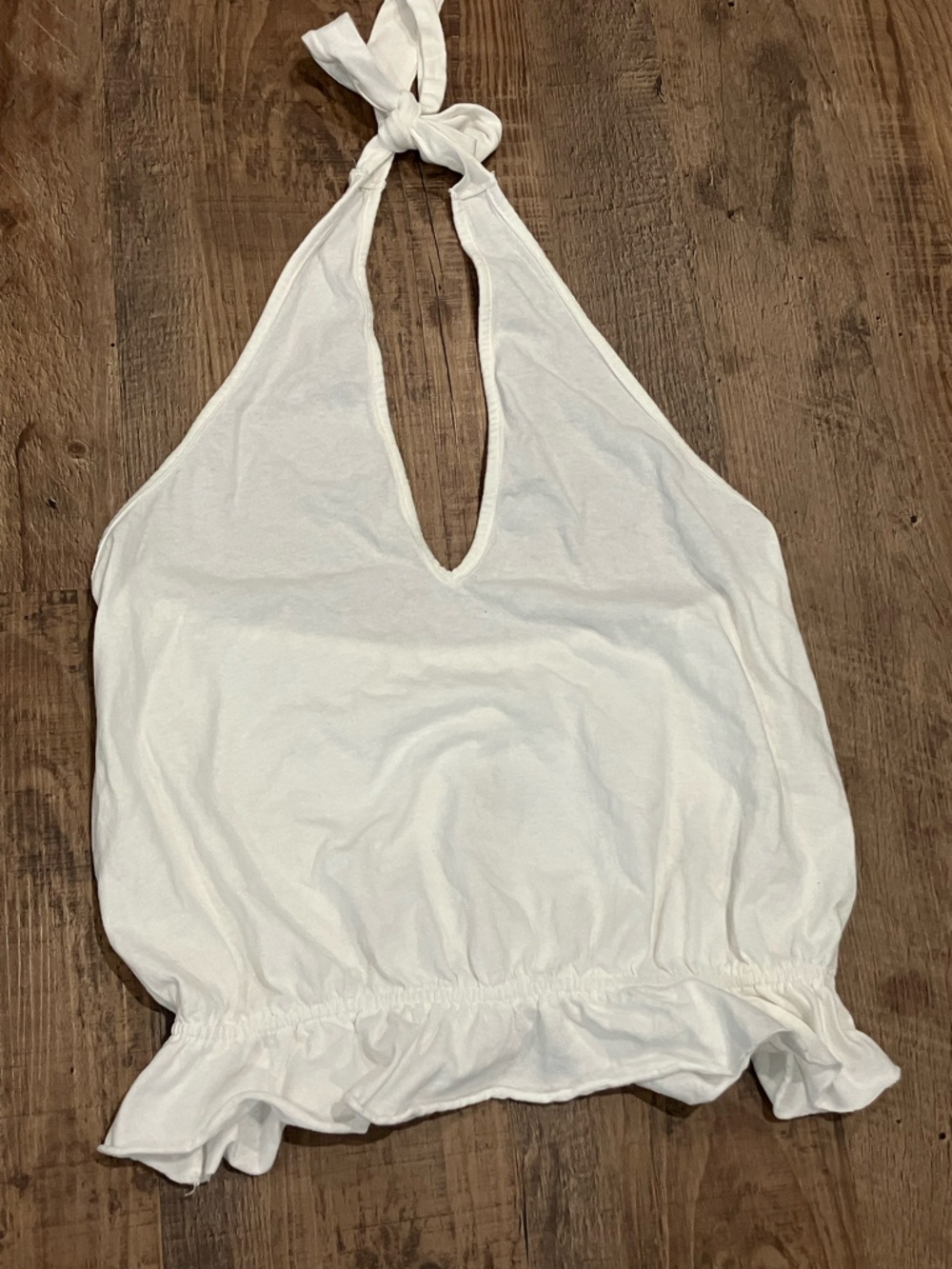 FP Movement by Free People White Halter Tie Deep V Neck Tank